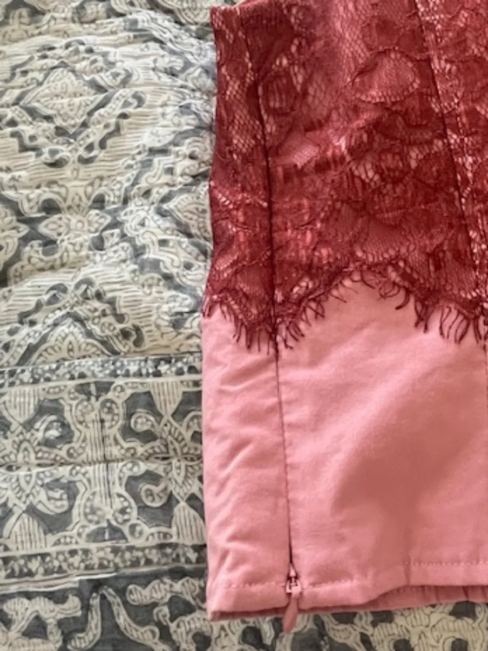 NWT Maeve Pink & Burgundy Lace Corset Halter Crop Top Sz L Romantic Soft Girl - Picture 5 of 11